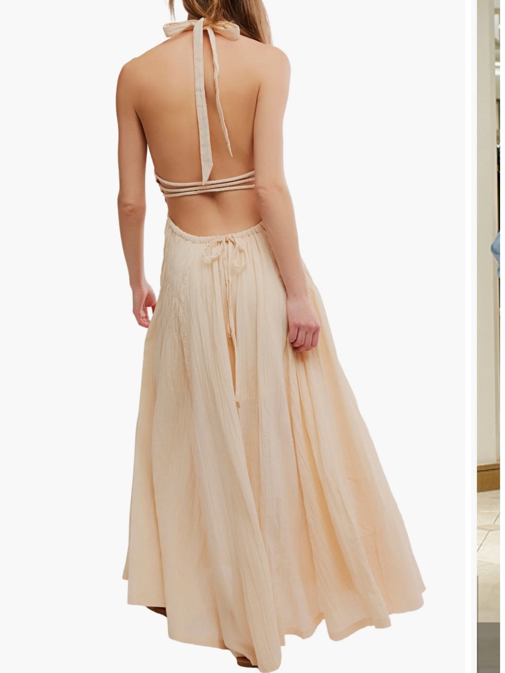 Free People Cream Halter ‘Angel Maxi Dress’xs